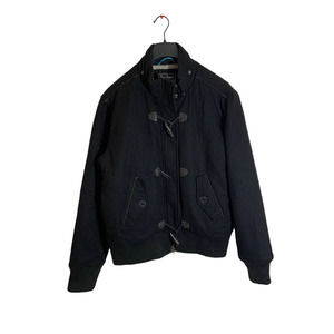 Men's Pepe Jeans London Zip and Toggle Button Wool Bomber Coat Jacket Black XXL